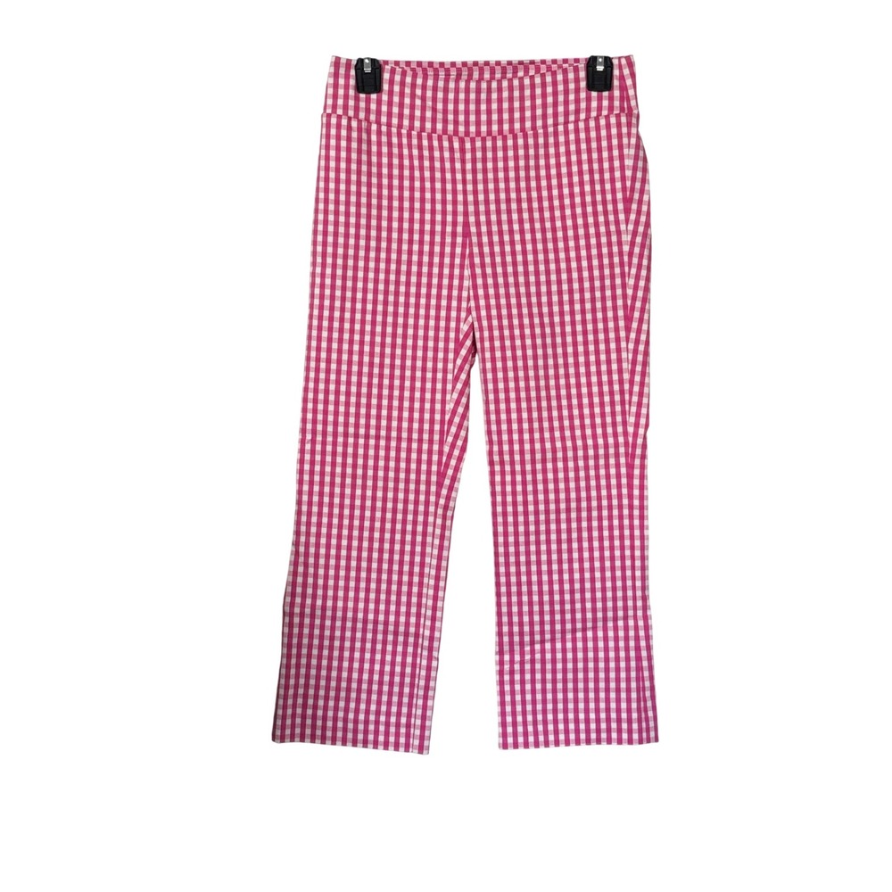 J.‎ McLaughlin Women's Gingham Pants 0 Pink White Comfort Flattering